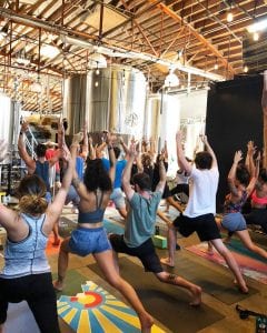 workout class in a brewery